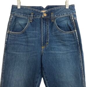 AMO Tulip High Rise Dark Vintage Wash Blue Cropped Jeans